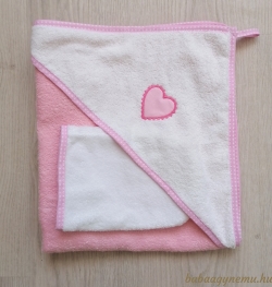 Rózsaszín-fehér - szív hímzéssel termék főképe