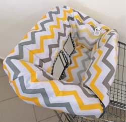 Sárga-szürke chevron - Bevásárlókocsi beülő termék főképe