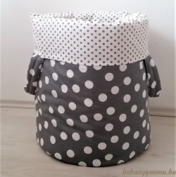 Fehér nagy pöttyös-szürke kis pöttyös - Játéktároló termék főképe